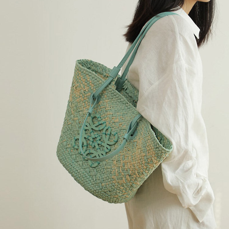 Women’s Vintage Raffia Straw Woven Beach Shoulder Tote Bag image 4