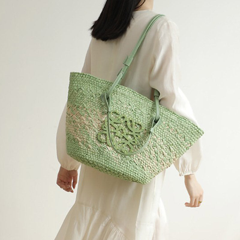 Women’s Vintage Raffia Straw Woven Beach Shoulder Tote Bag image 6