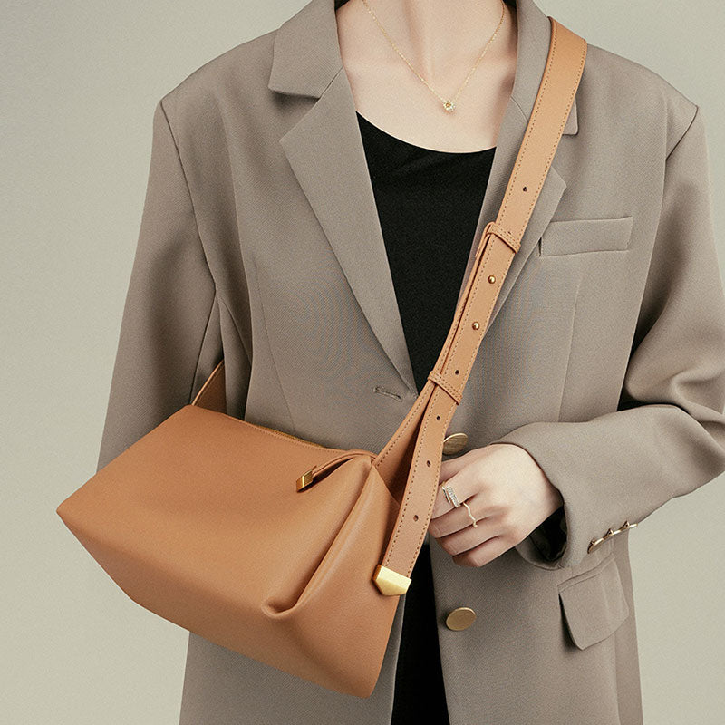 Women’s Vintage Soft Genuine Leather Crossbody Baguette Bags image 2