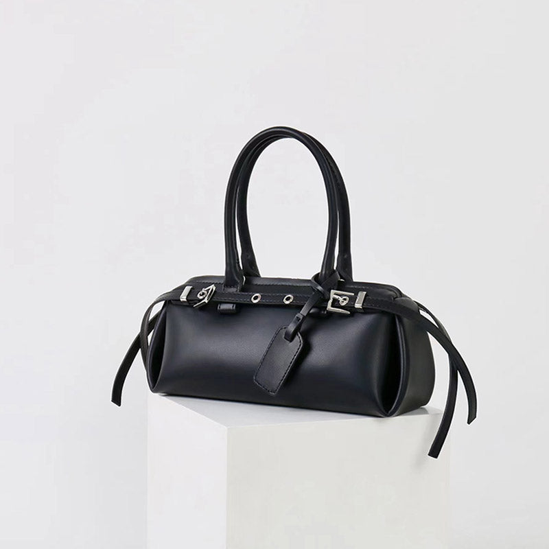 Women’s Vintage Split Leather Baguette Handbag In Silver Hardware image 2