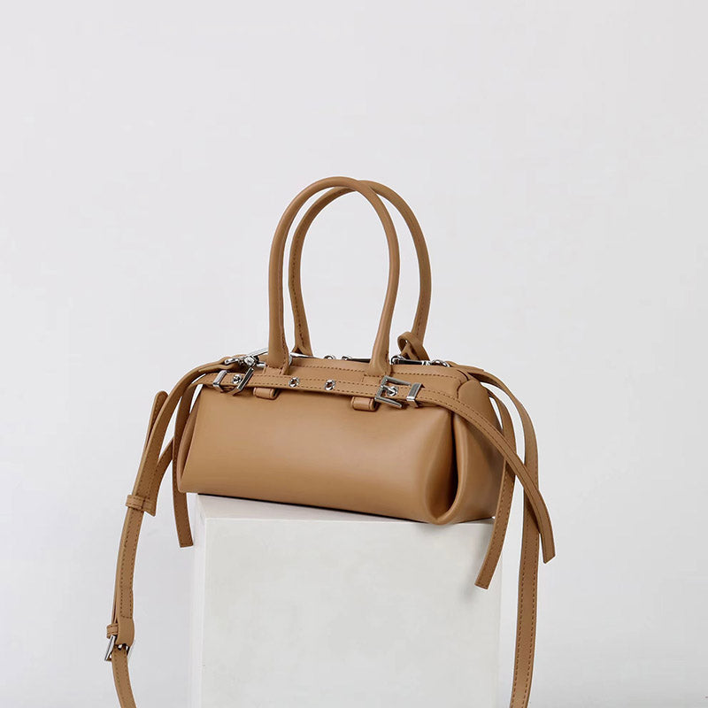 Women’s Vintage Split Leather Baguette Handbag In Silver Hardware image 6