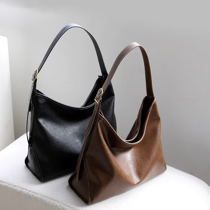 Women’s Vintage Split Leather Hobo Shoulder Bag image 6