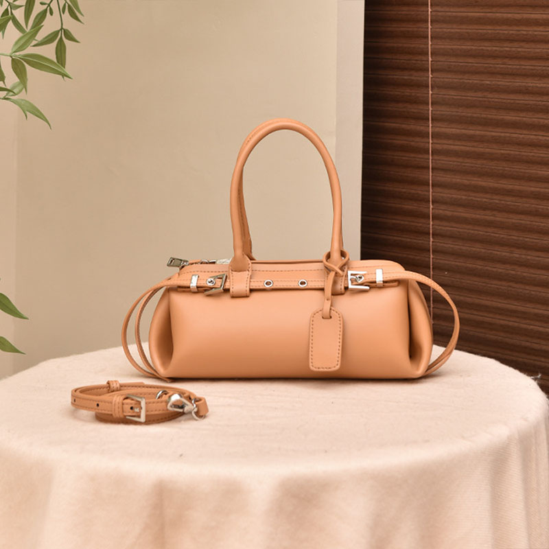 Women’s Vintage Split Leather Shoulder Baguette Handbag In Silver Hardware image 2