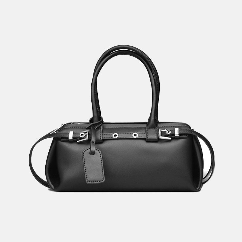 Women’s Vintage Split Leather Shoulder Baguette Handbag In Silver Hardware image 3