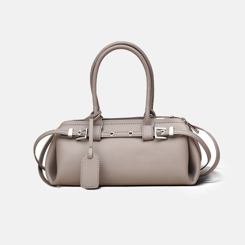 Women’s Vintage Split Leather Shoulder Baguette Handbag In Silver Hardware image 10