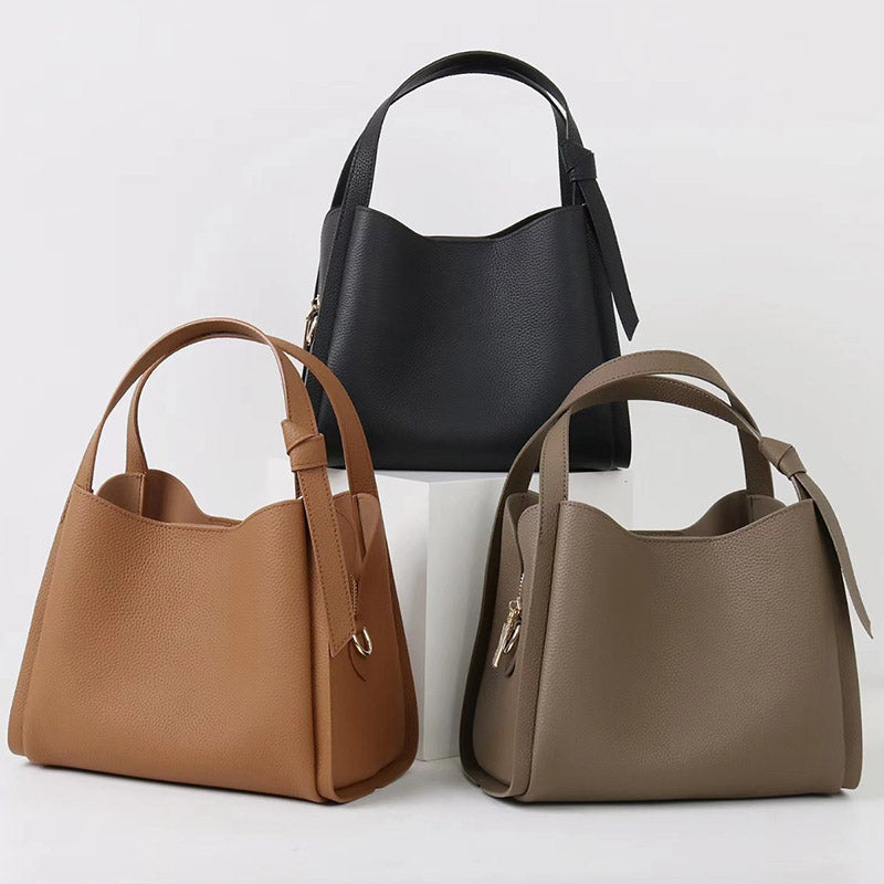Women’s Vintage Top-Grain Leather Bucket Handbag image 3