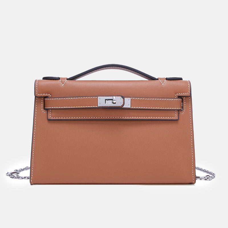 Women’s Vintage Top-Grain Leather Crossbody Handbag In Silver Lock image