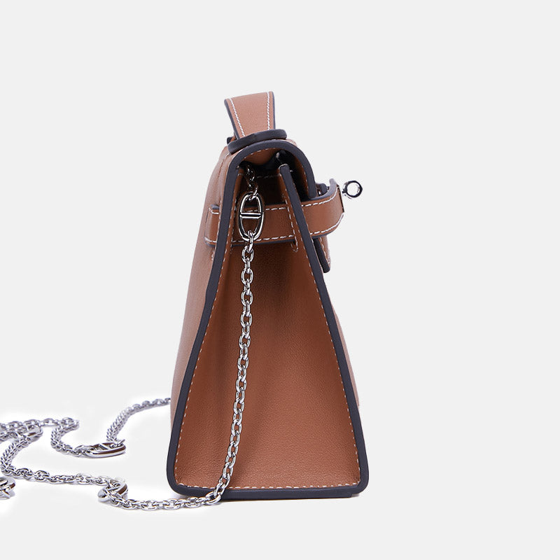 Women’s Vintage Top-Grain Leather Crossbody Handbag In Silver Lock image 3