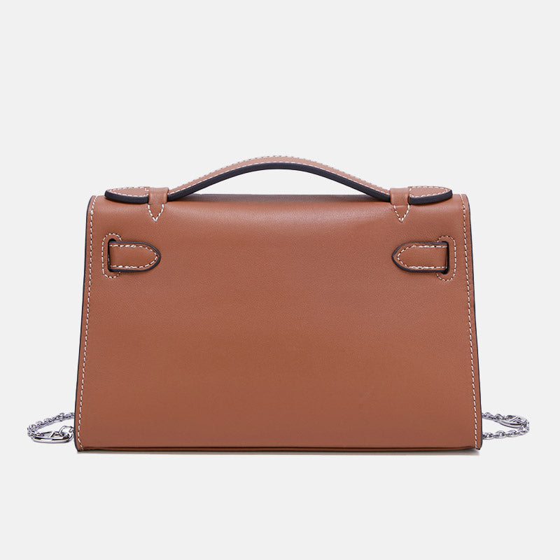 Women’s Vintage Top-Grain Leather Crossbody Handbag In Silver Lock image 4