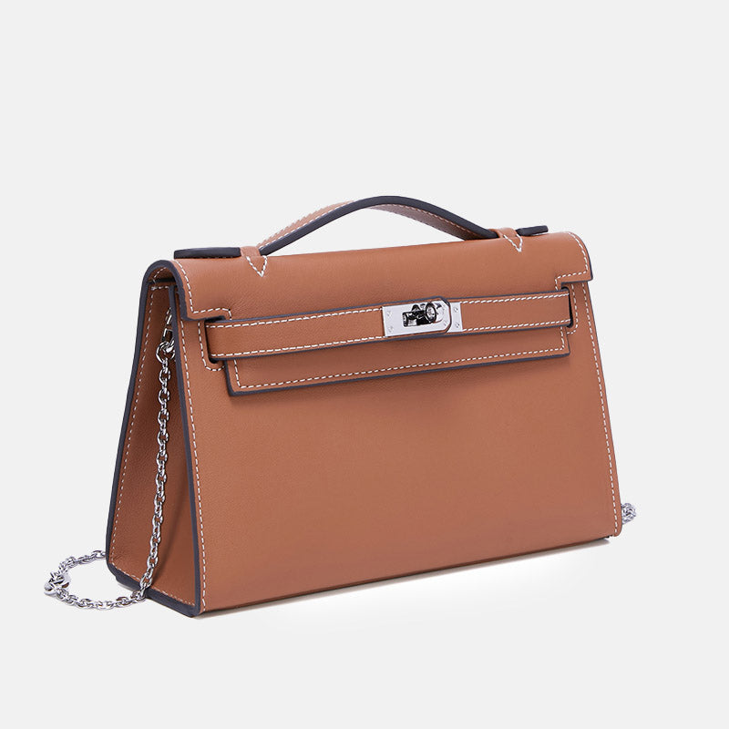 Women’s Vintage Top-Grain Leather Crossbody Handbag In Silver Lock image 2