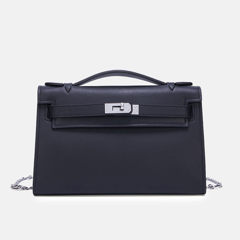 Women’s Vintage Top-Grain Leather Crossbody Handbag In Silver Lock image 6