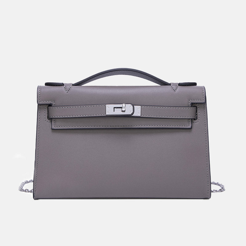 Women’s Vintage Top-Grain Leather Crossbody Handbag In Silver Lock image 7