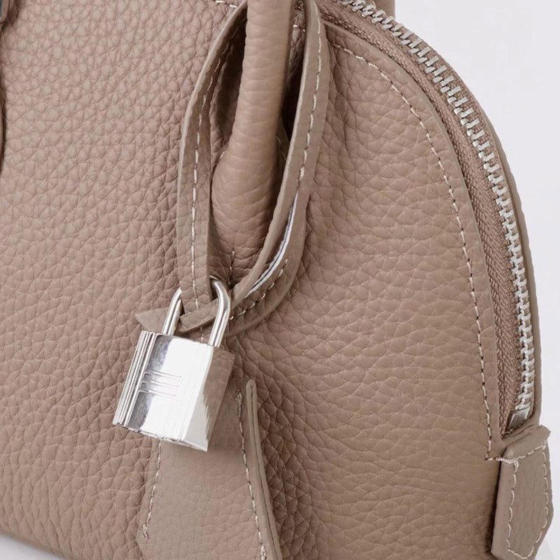 Women’s Vintage Top-Grain Leather Lychee Texture Shell-Shaped Handbag image 3