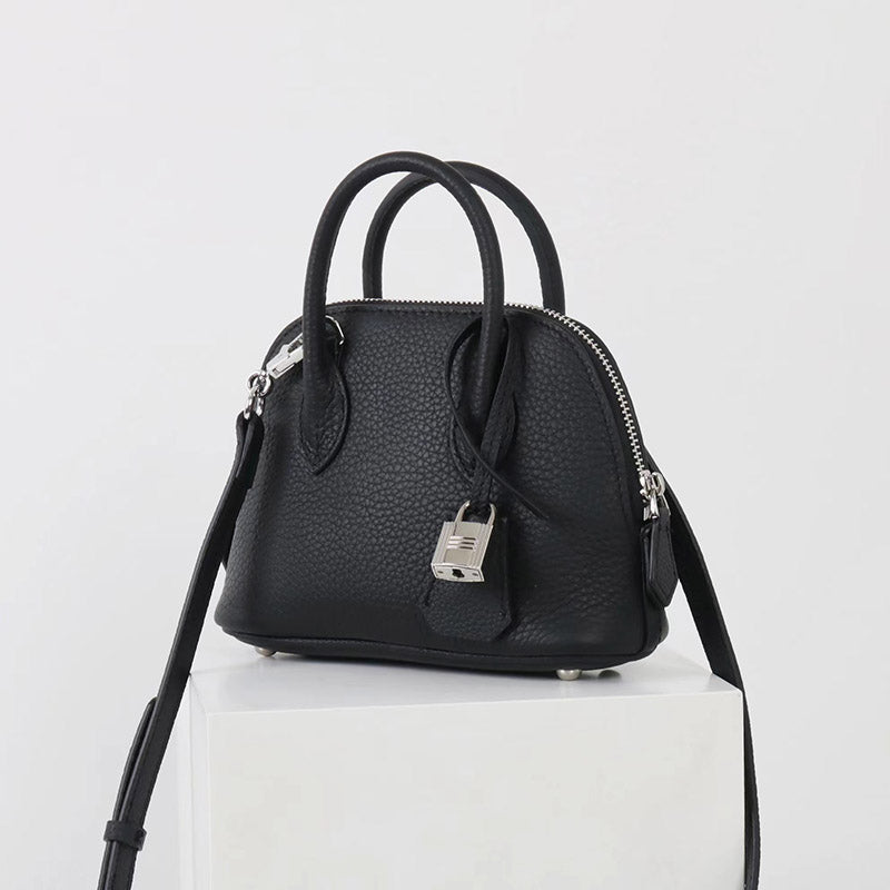 Women’s Vintage Top-Grain Leather Lychee Texture Shell-Shaped Handbag image 4