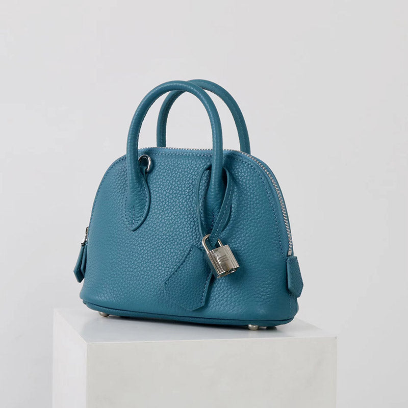 Women’s Vintage Top-Grain Leather Lychee Texture Shell-Shaped Handbag image 8