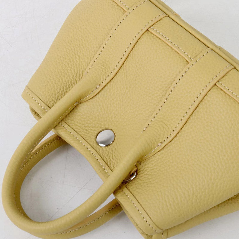 Women’s Vintage Top-Grain Leather Mini Bucket Tote Bag image 3