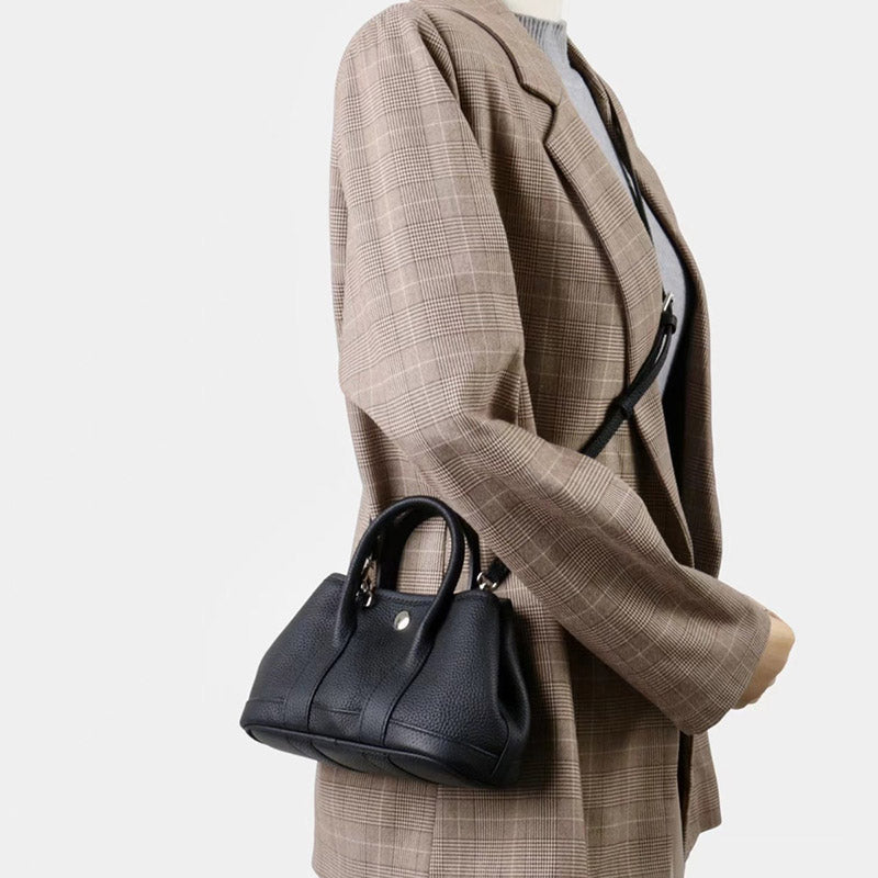 Women’s Vintage Top-Grain Leather Mini Bucket Tote Bag image 8