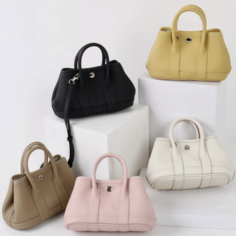 Women’s Vintage Top-Grain Leather Mini Bucket Tote Bag image 4