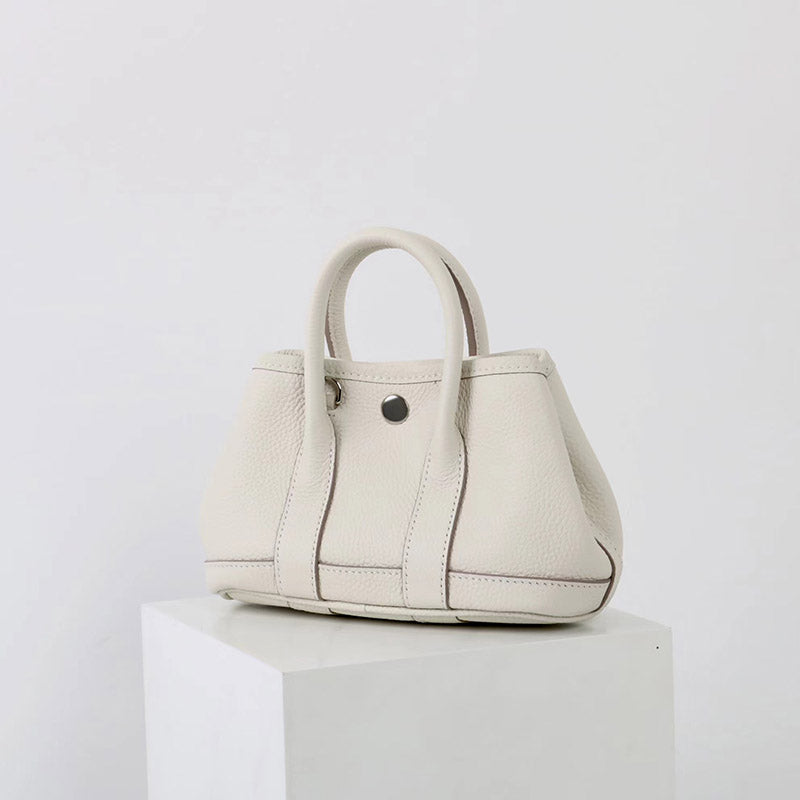 Women’s Vintage Top-Grain Leather Mini Bucket Tote Bag image 9