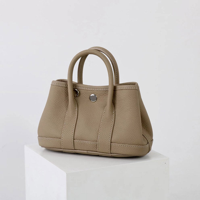 Women’s Vintage Top-Grain Leather Mini Bucket Tote Bag image 10