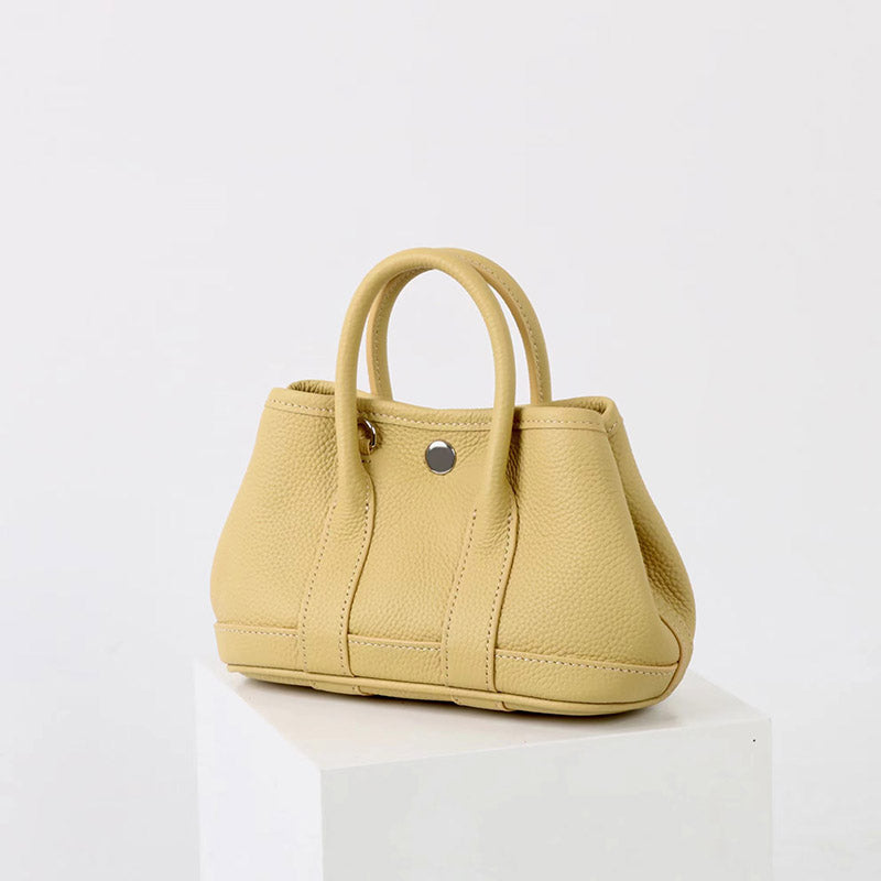 Women’s Vintage Top-Grain Leather Mini Bucket Tote Bag image 2