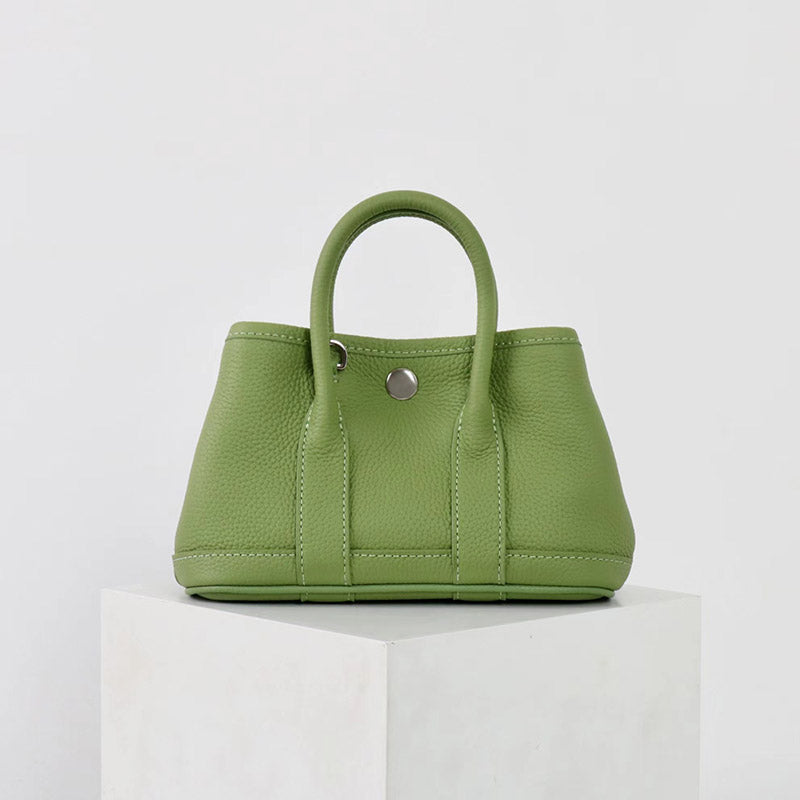 Women’s Vintage Top-Grain Leather Mini Bucket Tote Bag image 11