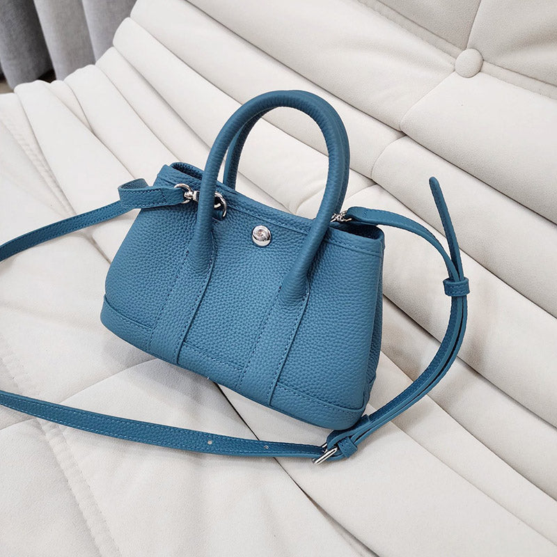 Women’s Vintage Top-Grain Leather Mini Bucket Tote Bag image 12