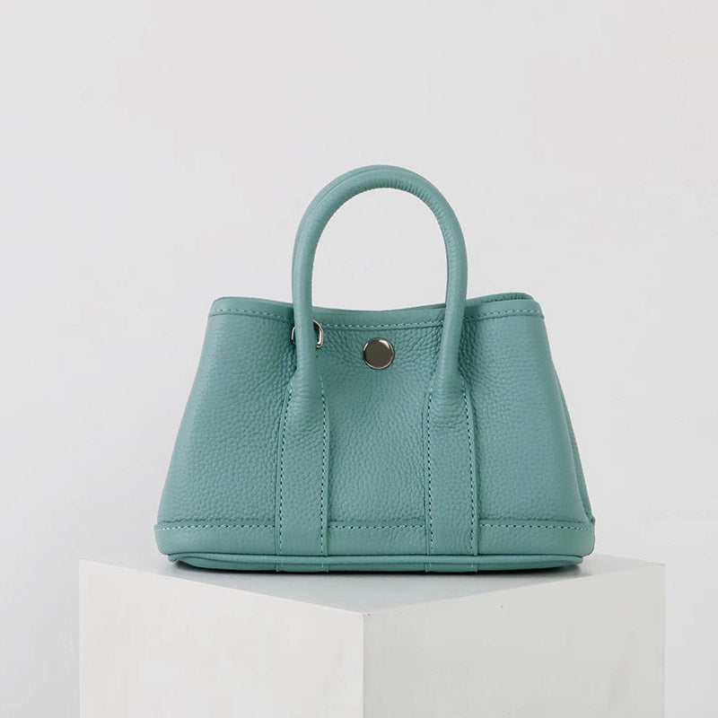 Women’s Vintage Top-Grain Leather Mini Bucket Tote Bag image 13