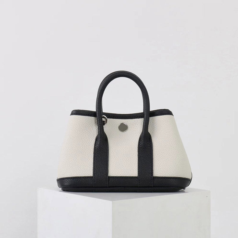 Women’s Vintage Top-Grain Leather Mini Bucket Tote Bag image 14