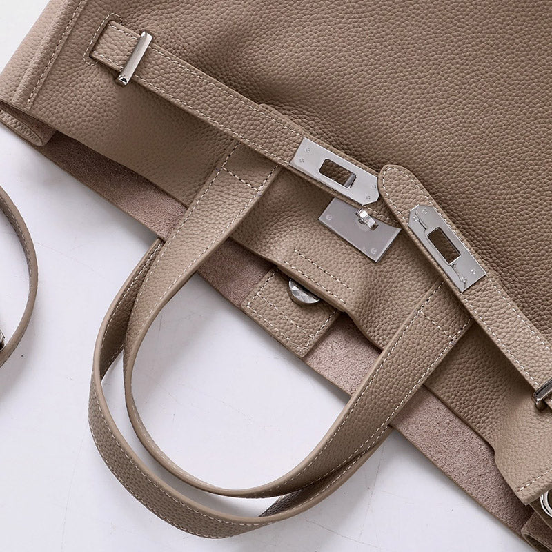 Women’s Vintage Top Grain Leather Tote Bag In Silver Hardware image 3
