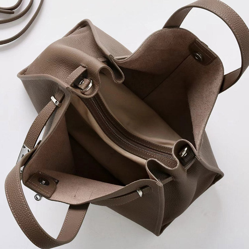 Women’s Vintage Top Grain Leather Tote Bag In Silver Hardware image 2