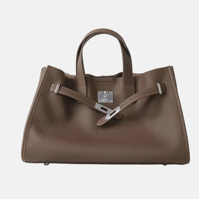 Women’s Vintage Top Grain Leather Tote Bag In Silver Hardware image