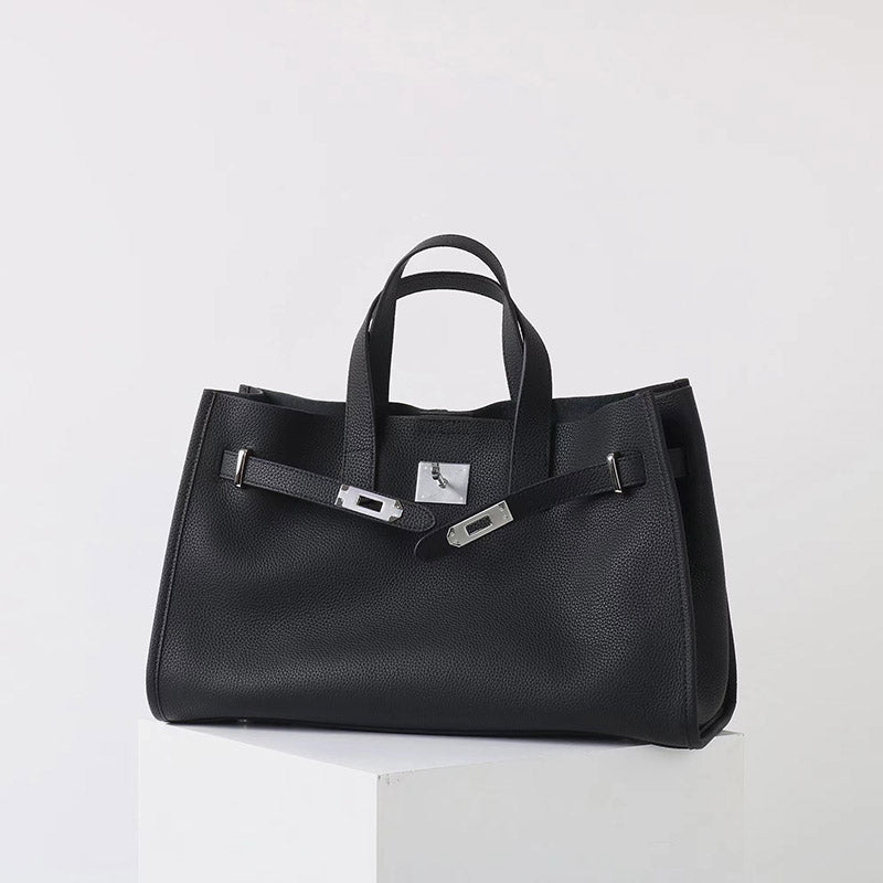 Women’s Vintage Top Grain Leather Tote Bag In Silver Hardware image 6