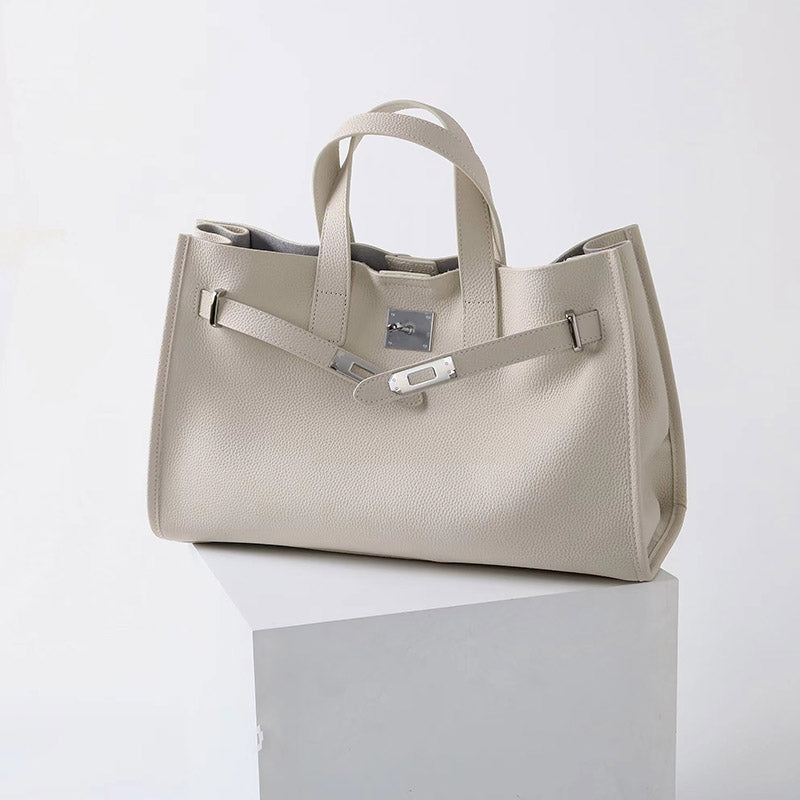 Women’s Vintage Top Grain Leather Tote Bag In Silver Hardware image 7