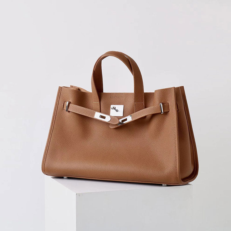 Women’s Vintage Top Grain Leather Tote Bag In Silver Hardware image 5