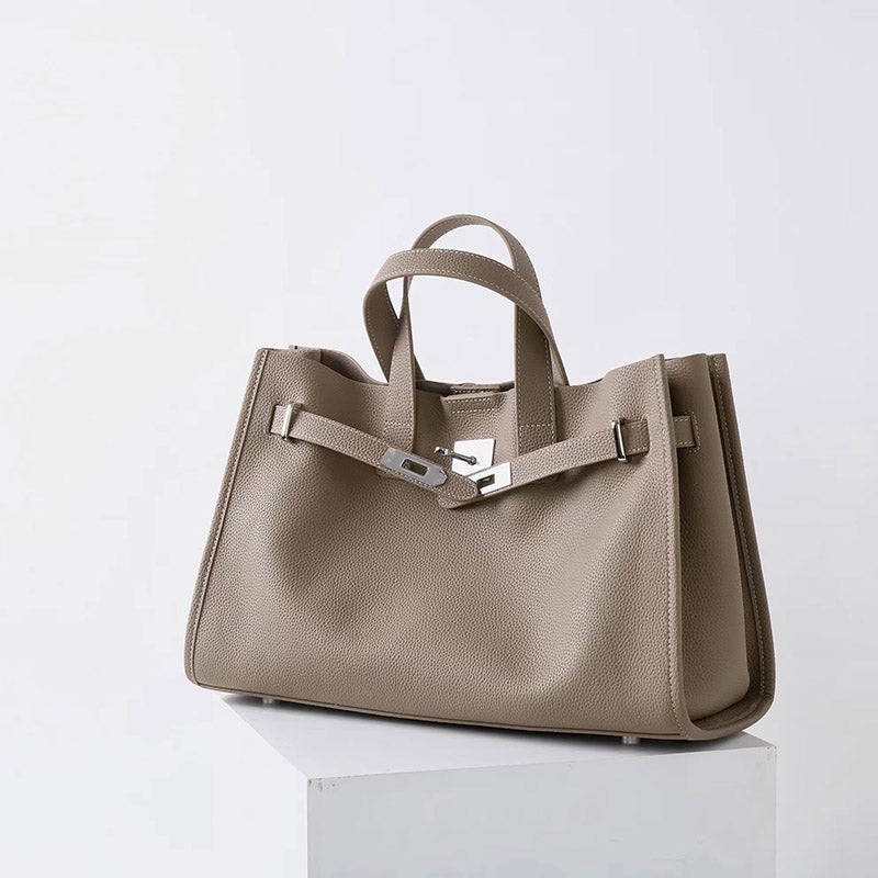 Women’s Vintage Top Grain Leather Tote Bag In Silver Hardware image 8