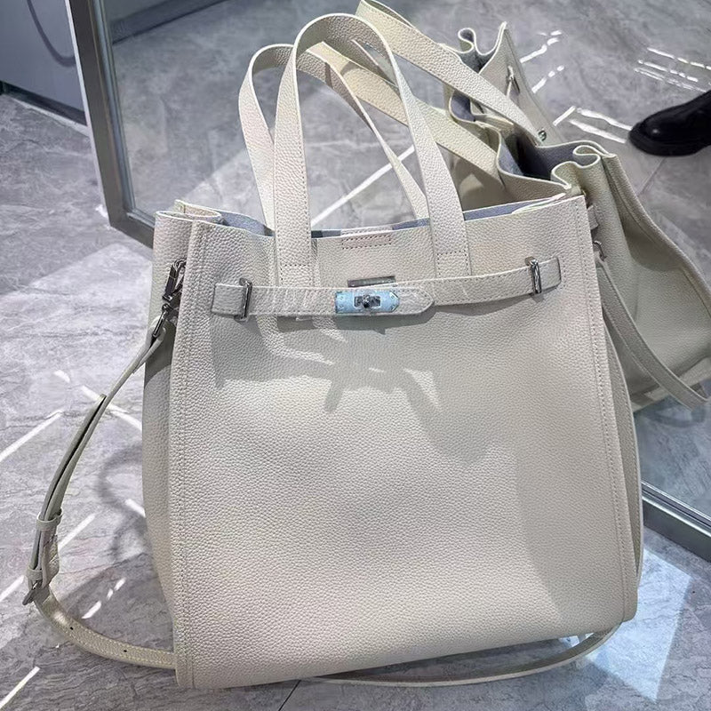 Women’s Vintage Top Grain Leather Tote Bags In Silver Hardware image 5