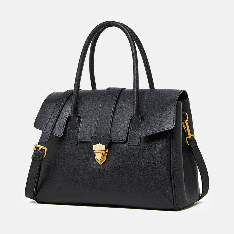 Women’s Vintage Top-Grain Leather Tote Handbag In Gold Hardware image 10