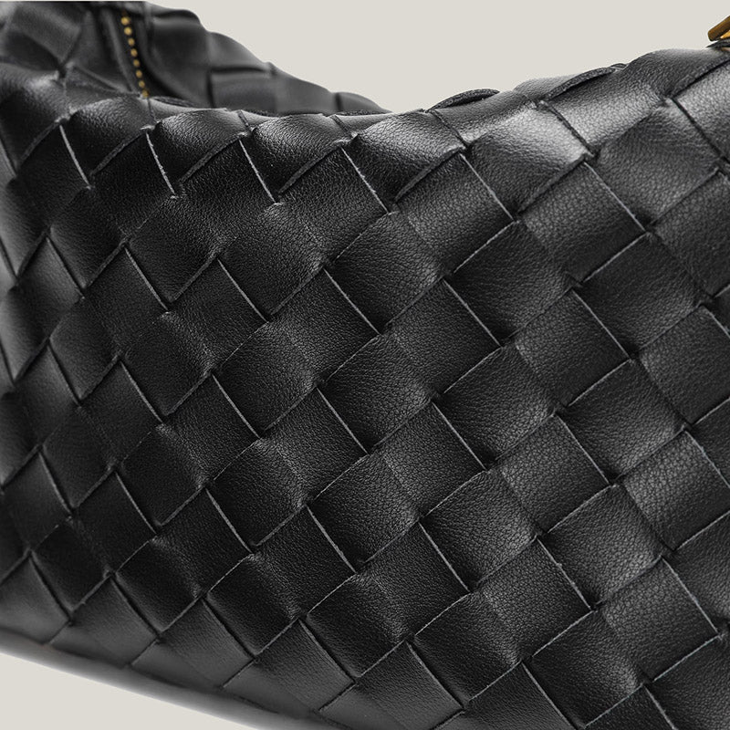 Women’s Vintage Top-Grain Leather Woven Handbag image 4