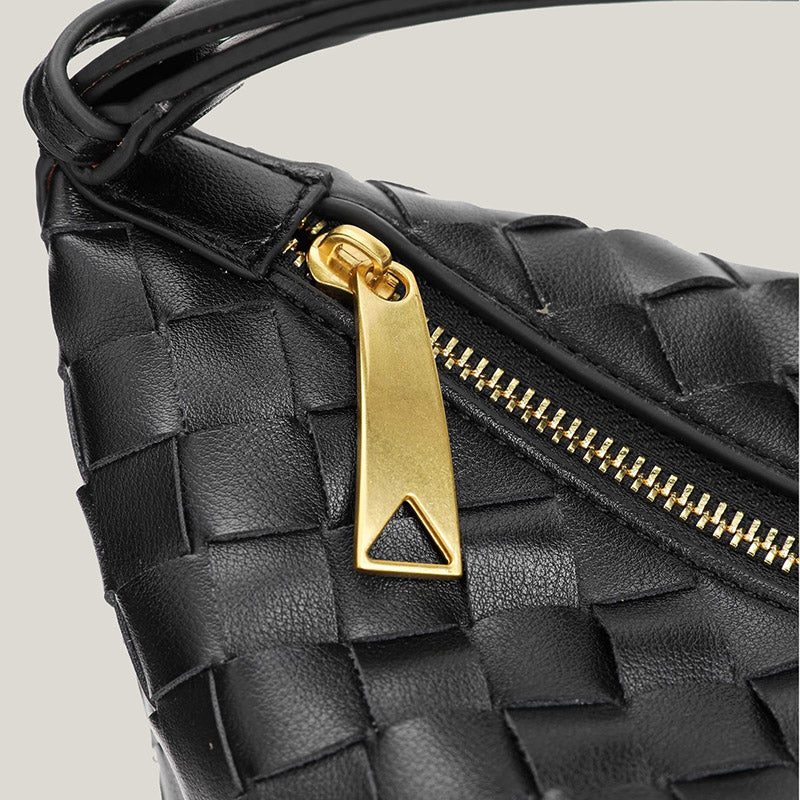 Women’s Vintage Top-Grain Leather Woven Handbag image 5