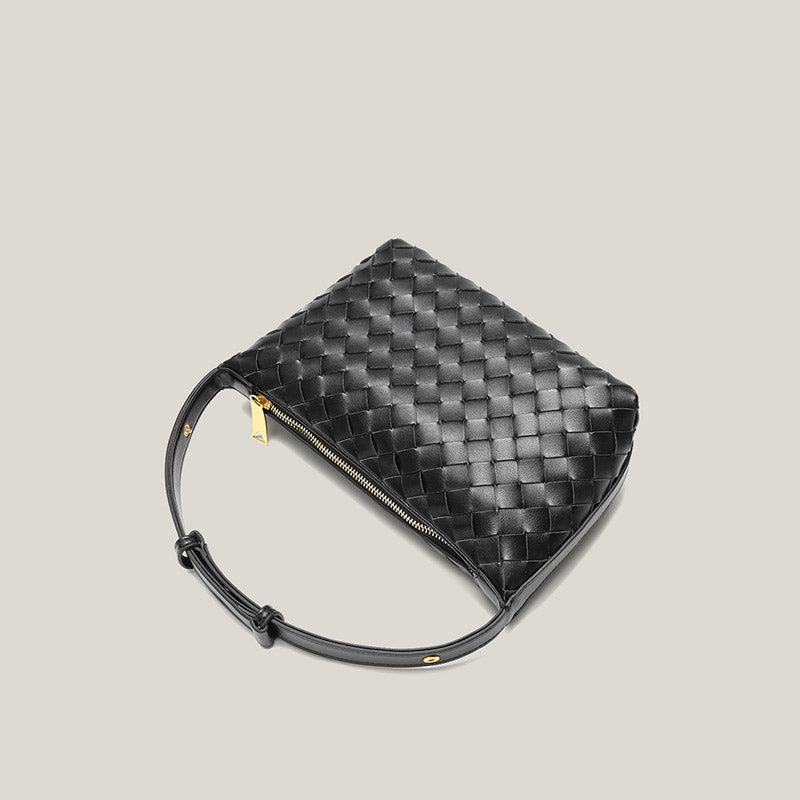 Women’s Vintage Top-Grain Leather Woven Handbag image 3