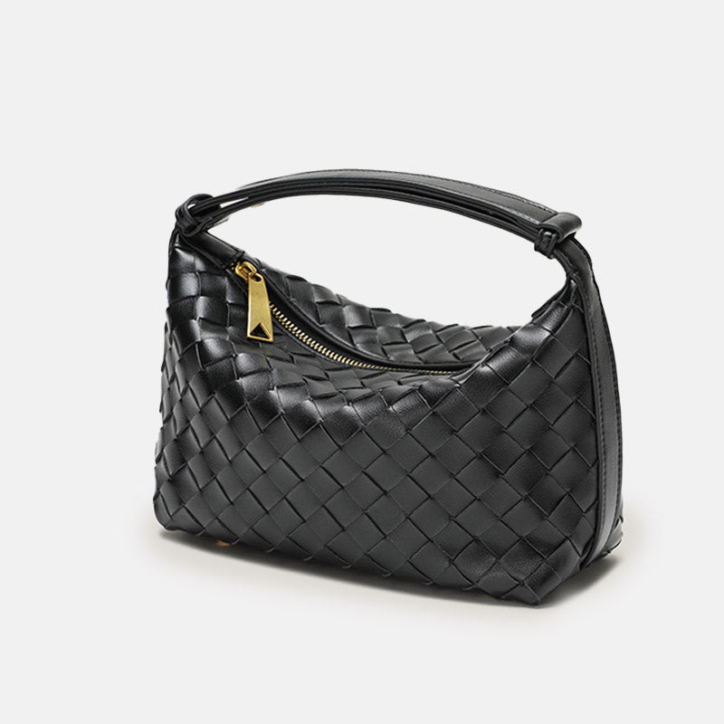 Women’s Vintage Top-Grain Leather Woven Handbag image 2