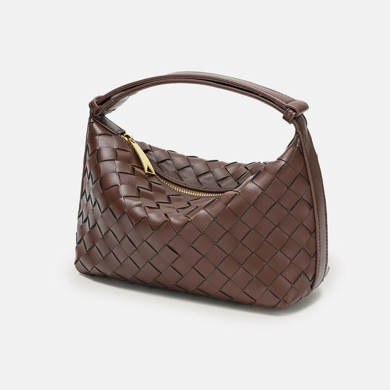 Women’s Vintage Top-Grain Leather Woven Handbag image 7