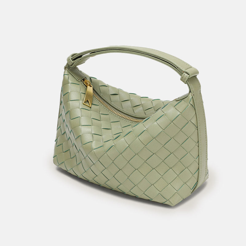 Women’s Vintage Top-Grain Leather Woven Handbag image 8