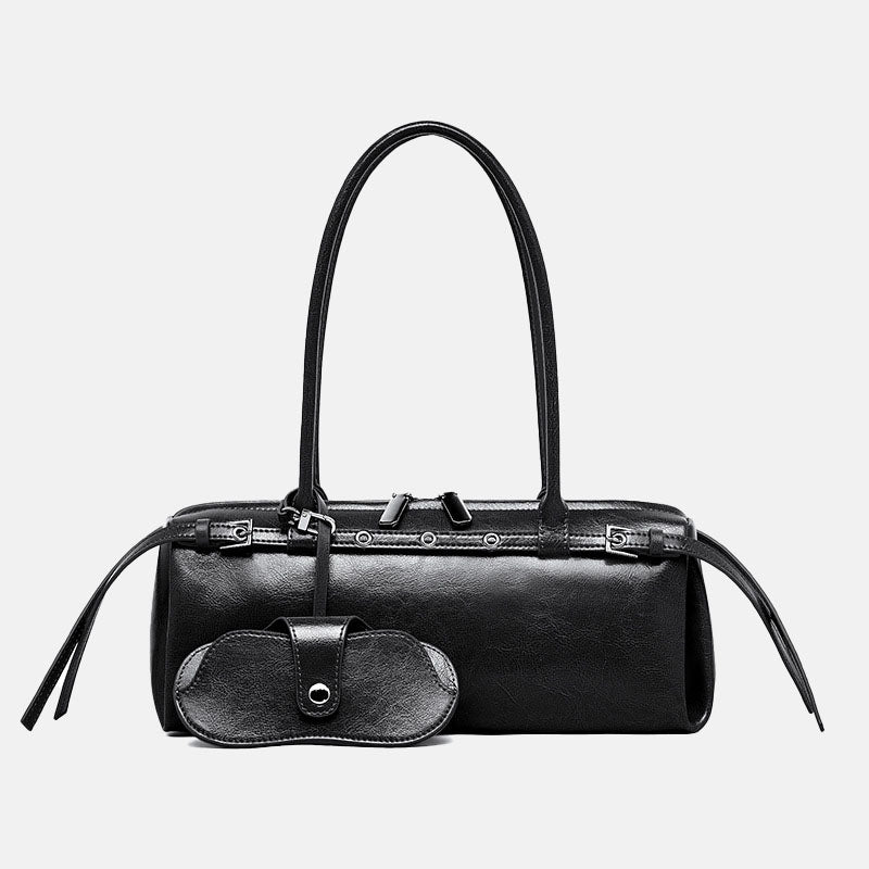 Women’s Vintage Waxed Split Leather Baguette Handbag image 6