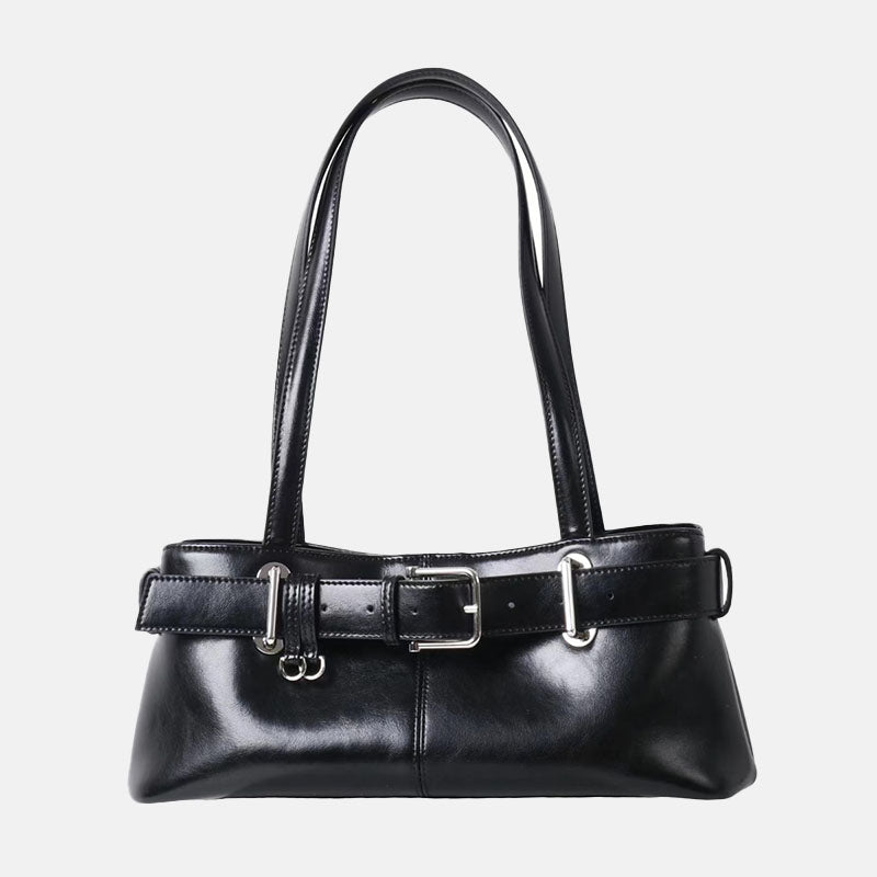 Women’s Vintage Waxed Split Leather Shoulder Baguette Bag image