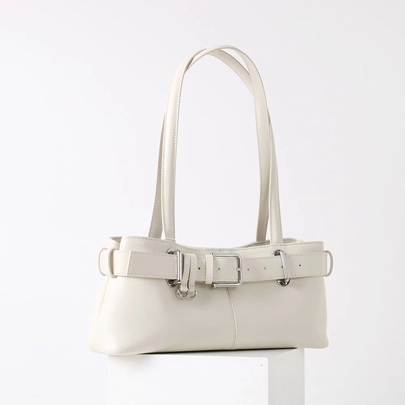 Women’s Vintage Waxed Split Leather Shoulder Baguette Bag image 7