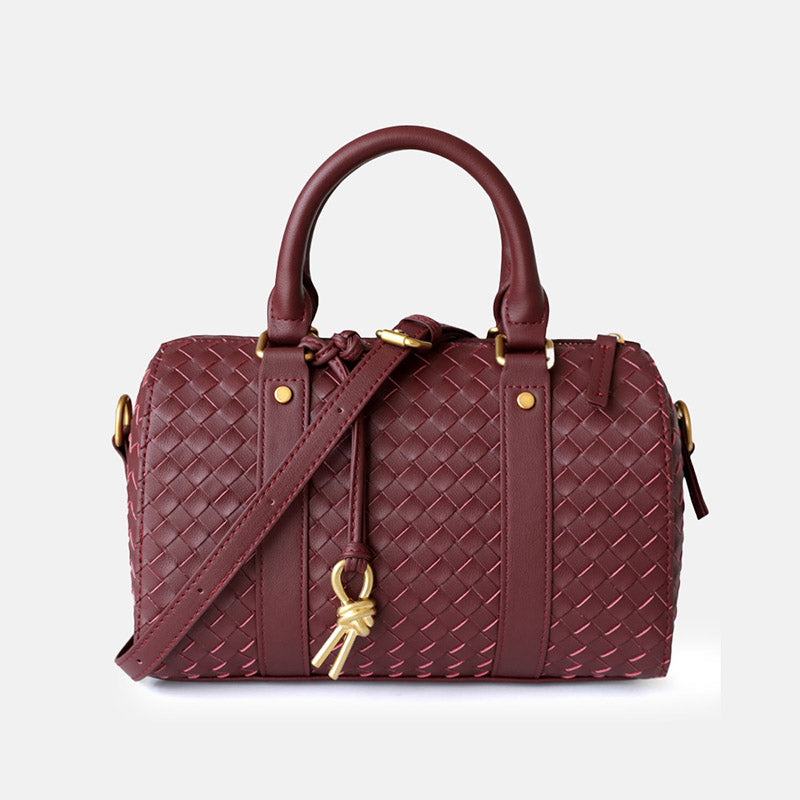 Women’s Vintage Woven Genuine Leather Pillow-Shaped Handbag image 3