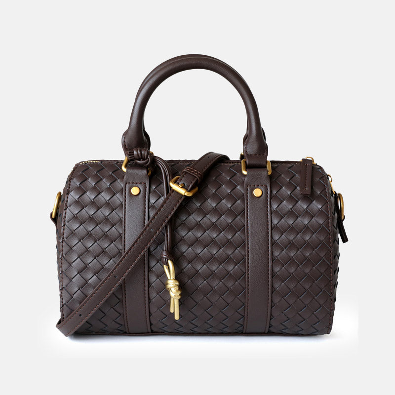 Women’s Vintage Woven Genuine Leather Pillow-Shaped Handbag image 5