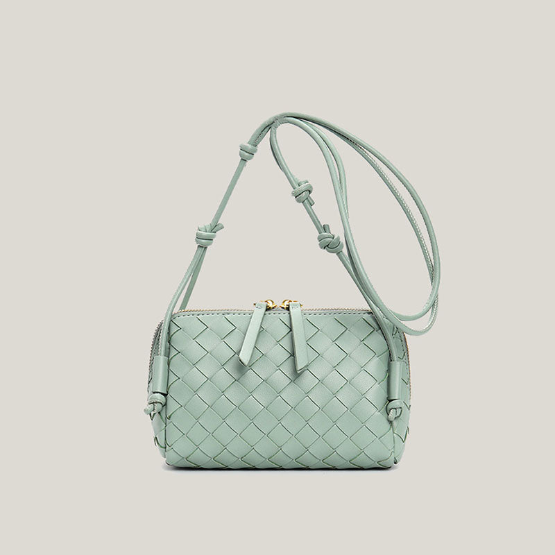 Women’s Vintage Woven Split Leather Crossbody Bag image